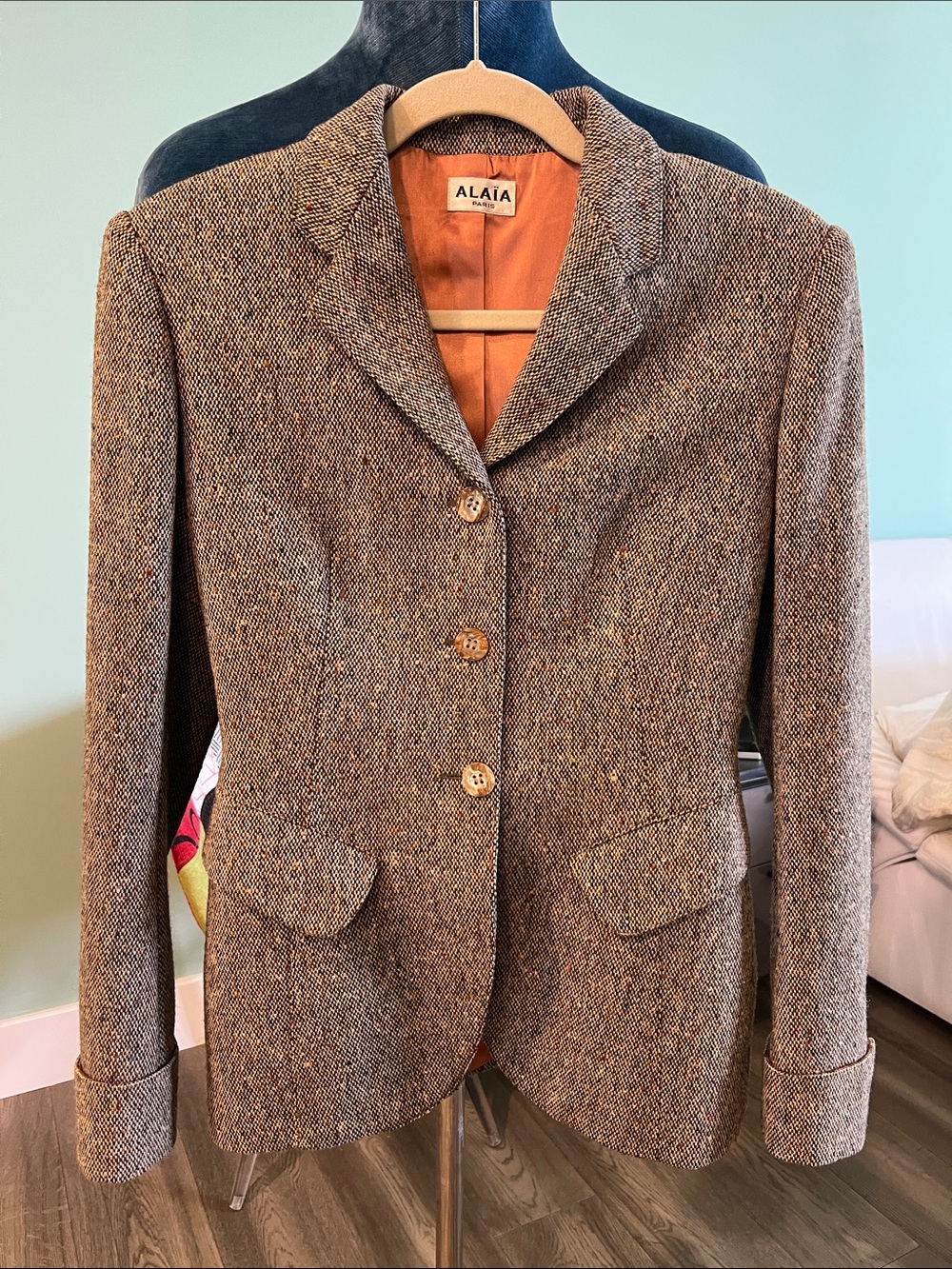 Vintage Alaia Paris Brown Tweed Notch-Collar Blazer 

100% wool 
1990th